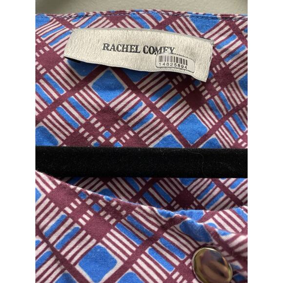 Rachel Comey Holt Geometric Print Purple Blue Puff Sleeve Ankle Jumpsuit Size 6 - Picture 5 of 14